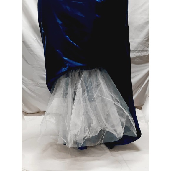 Panoply Navy strapless full skirt gown w/train sequin rhinestone beads 0 - Picture 4 of 16
